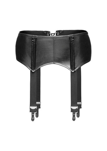 Noir Handmade Sexy Garter Belt with Erotic Back Lacing Wet Look - Bras and Bra Sets