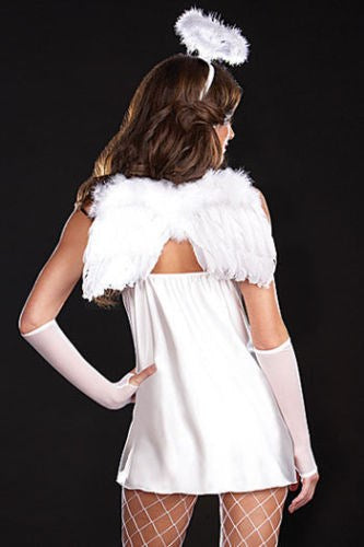 Dream Girl Lingerie Shes No Angel Costume Satin Halter with Devil Horns - Fancy Dress Ups
