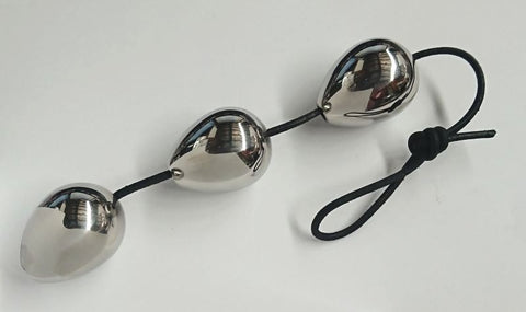 Hells Couture Steel Anal Pleasure Balls Unisex Kegel Training Temperature Play - Love Eggs and Kegel Exercisers