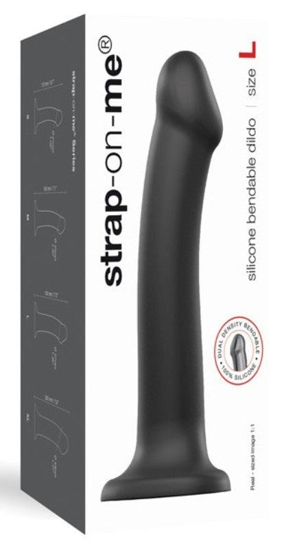strap on me Dual Density Dildo Black with Bendable Shaft and Suction Cup - - Strap On Sextoys