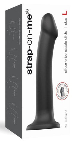 strap on me Dual Density Dildo Black with Bendable Shaft and Suction Cup - Strap On Sextoys