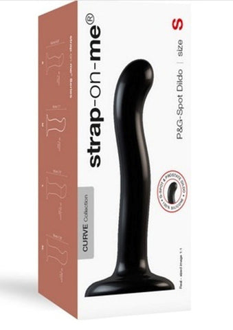 strap on me P & G Spot Dildo Black Curved Silicone Sex Toy - Strap On Sextoys