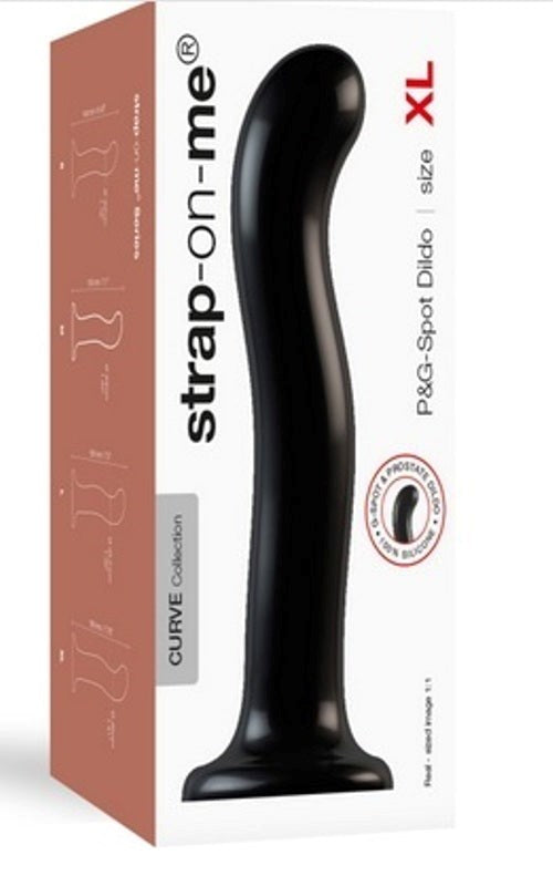 strap on me P & G Spot Dildo Black Curved Silicone Sex Toy - - Strap On Sextoys