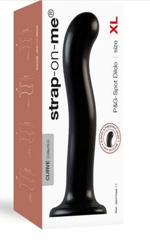strap on me P & G Spot Dildo Black Curved Silicone Sex Toy - Strap On Sextoys