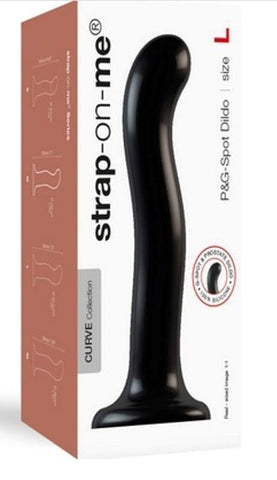 strap on me P & G Spot Dildo Black Curved Silicone Sex Toy - Strap On Sextoys