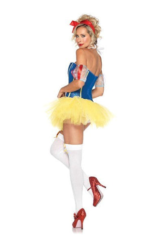 Leg Avenue Sultry Snow White Costume with Fitted Bodice and Ruffled Skirt - Fancy Dress Ups