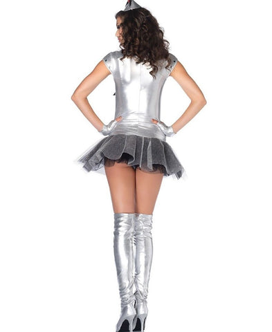 Leg Avenue Tempting Tin Man Costume Metallic Mini Dress Role Play Outfit - Fancy Dress Ups