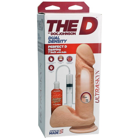 Doc Johnson The D Squirting Dong + Balls Flesh Realistic Squirting Dildo - Realistic Dildos