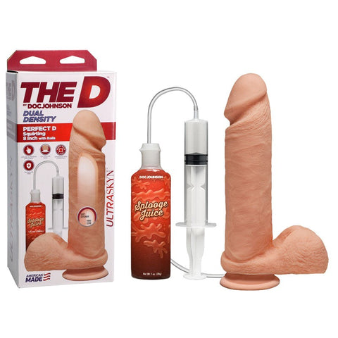 Doc Johnson The D Squirting Dong + Balls Flesh Realistic Squirting Dildo - Realistic Dildos