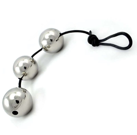 Hells Couture Three Ben Wa Balls Anal Beads Medical Grade Steel - Love Eggs and Kegel Exercisers