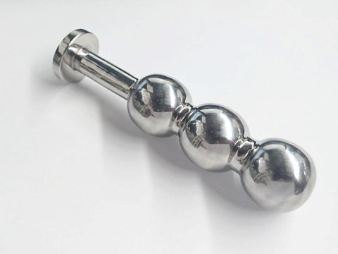 Hells Couture Triple Ripple Steel Butt Plug Medical Grade Steel - Steel Sex Toys