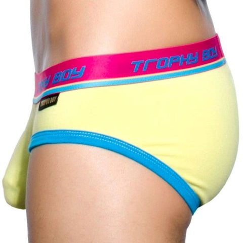 Andrew Christian Trophy Boy Brief Bright Yellow S with Snuggle Pocket - Jocks and G-Strings