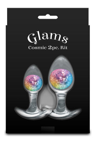 NS Novelties Glams Cosmic Butt Plugs Set of 2 Sizes with Glass Marbles - Butt Plugs