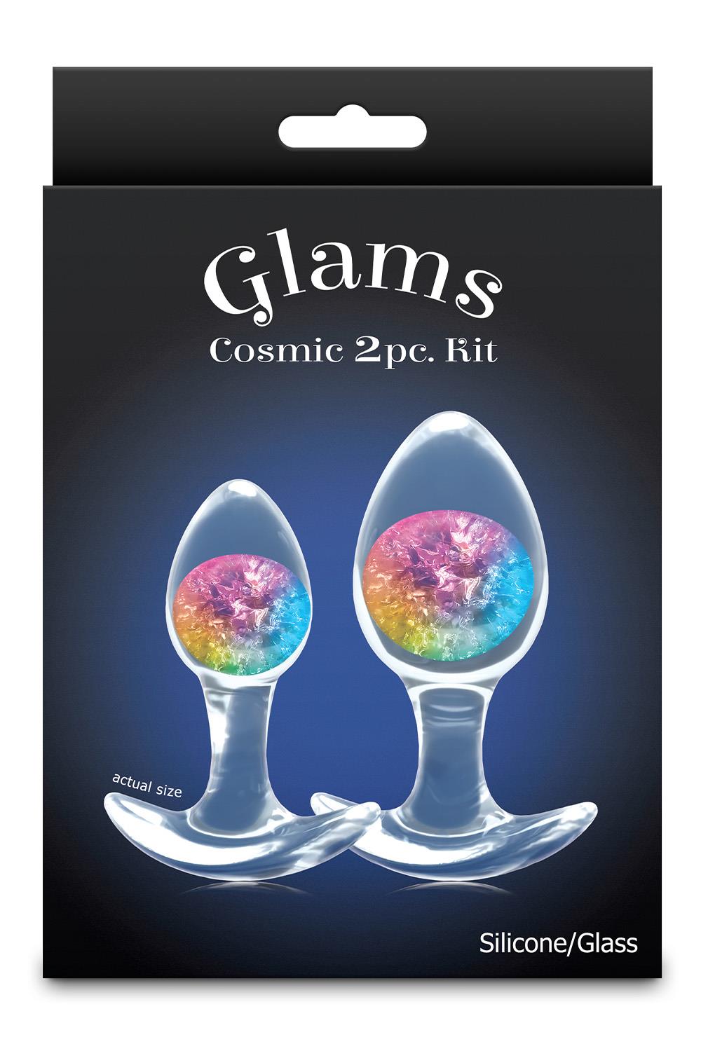 NS Novelties Glams Cosmic Butt Plugs Set of 2 Sizes with Glass Marbles - - Butt Plugs
