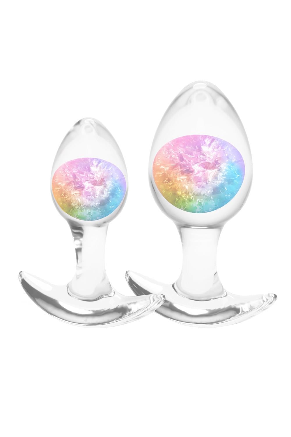 NS Novelties Glams Cosmic Butt Plugs Set of 2 Sizes with Glass Marbles - - Butt Plugs
