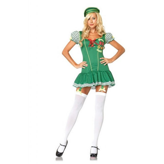Leg Avenue Trouble Scout Costume Two Piece Green Garter Dress and Beret - - Fancy Dress Ups