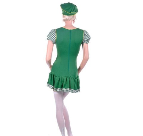 Leg Avenue Trouble Scout Costume Two Piece Green Garter Dress and Beret - Fancy Dress Ups