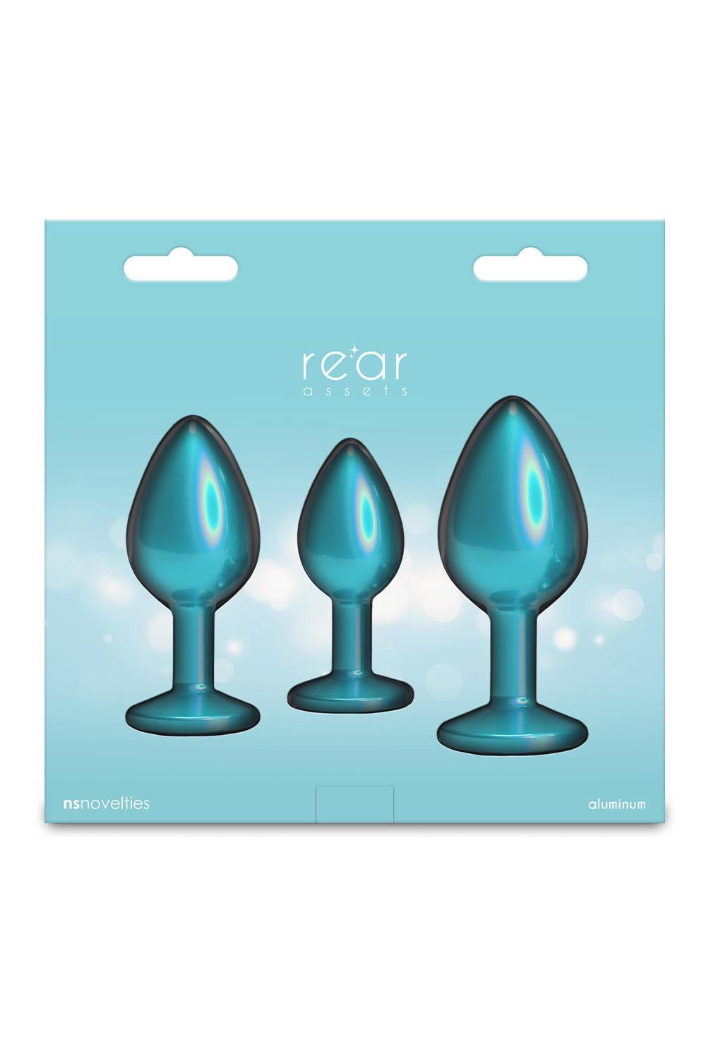 NS Novelties Rear Assets 3 Sizes Metallic Butt Plugs Kit Chrome Plated - - Butt Plugs