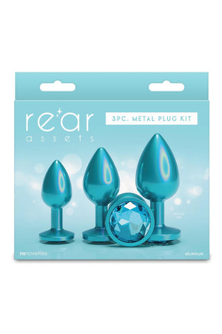 NS Novelties Rear Assets 3 Sizes Metallic Butt Plugs Kit Chrome Plated - Butt Plugs