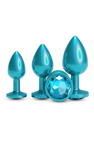 NS Novelties Rear Assets 3 Sizes Metallic Butt Plugs Kit Chrome Plated - Butt Plugs