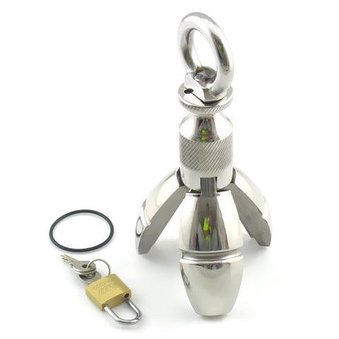 BDStyle Ultimate Anal Lock Expanding Anal Stretching Device with Key - Steel Sex Toys