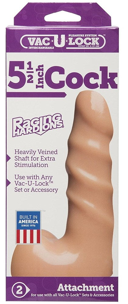 Doc Johnson Vac U Lock Raging Hard On Cock with Balls Ribbed Dildo - - Realistic Dildos