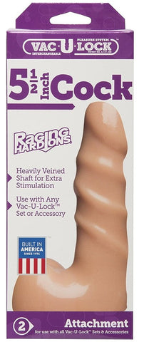 Doc Johnson Vac U Lock Raging Hard On Cock with Balls Ribbed Dildo - Realistic Dildos