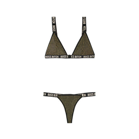 Fantasy Lingerie Empower Your Allure VIBES BOSS BITCH Bralette & Thong Set - Bras and Bra Sets