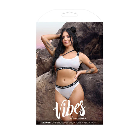 Fantasy Lingerie Iridescent One Shoulder Shimmer Set Vibes Drippin Collection - Bras and Bra Sets