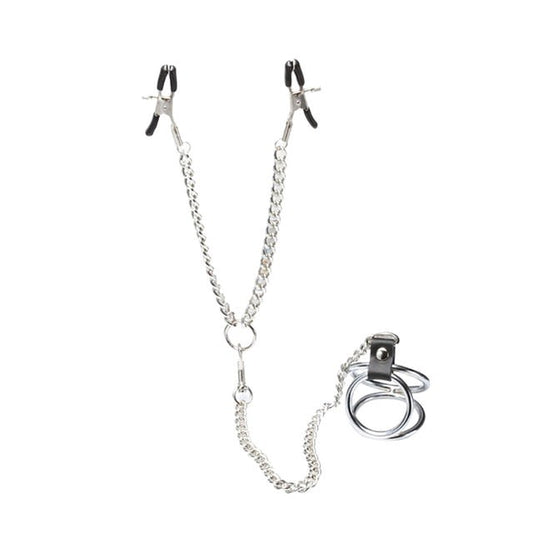 BDStyle Welled Up Nipple Clamps & Cock Ring with Steel Construction - - Breast and Nipple Toys