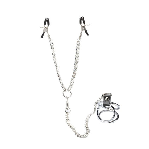 BDStyle Welled Up Nipple Clamps & Cock Ring with Steel Construction - Breast and Nipple Toys