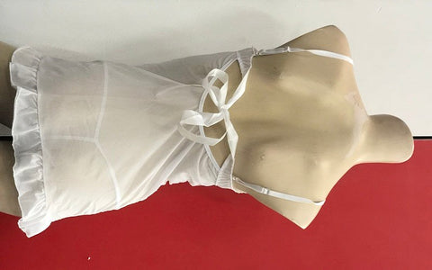 Ella Bidoe White Bow Babydoll with G String Romantic Lingerie Set - Babydolls and Chemises