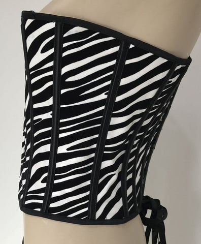 Ella Bidoe Zebra Print Vinyl Corset with G string Zebra Premium Lingerie Set - Bustiers and Corsets