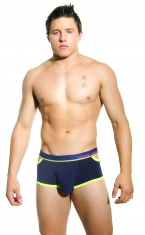 Andrew Christian Almost Naked Quirk Boxer Navy S with Side Cutouts - Jocks and G-Strings
