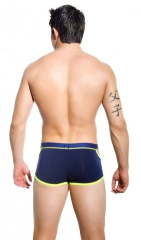 Andrew Christian Almost Naked Quirk Boxer Navy S with Side Cutouts - Jocks and G-Strings