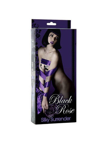 Doc Johnson Black Rose Silky Surrender BDSM Restraints 10 Foot Silk Tie - Collars and Leads