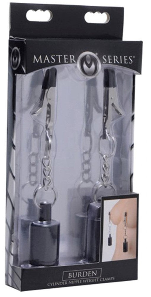 XR Brands Burden Cylinder Heavy Duty Nipple Clamps with Weighted Design - - Nipple and Clit Clamps