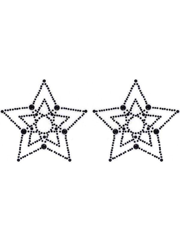 Xgen Products Crystal Star Adult Pasties For Women Red Black Crystal Design - Bras and Bra Sets