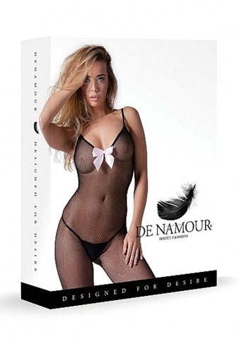 Shots Toys De Namour Sexy Bodystocking with Ribbon Crotchless Fishnet - Body Stockings