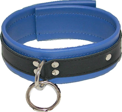 Hells Couture Dominance Blue Leather Collar with O Ring for BDSM Play - Collars and Leads