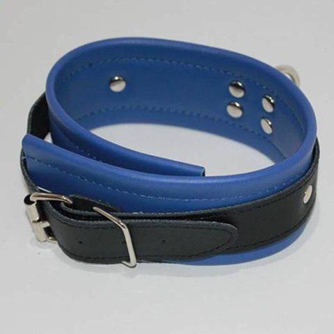 Hells Couture Dominance Blue Leather Collar with O Ring for BDSM Play - Collars and Leads