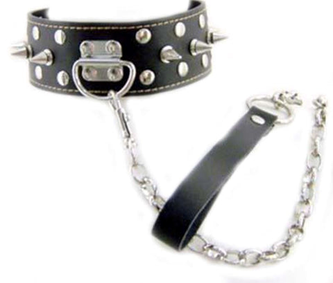 BDStyle Evil Angel Spiked Neck Collar & Lead Light with Detachable Lead - Collars and Leads