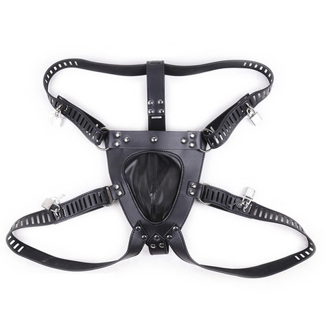 BDStyle Faux Leather Male Chastity Pants with Adjustable Cod piece - His Fetish