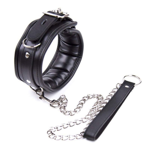 BDStyle Fetters Thick and Padded Bondage Collar Heavy PVC with D Rings - Collars and Leads