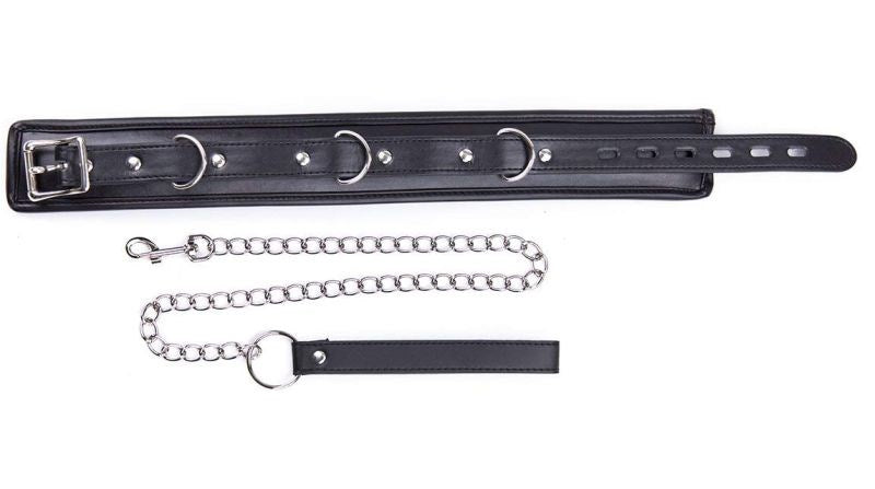 BDStyle Fetters Thick and Padded Bondage Collar Light PVC with D Rings - Collars and Leads