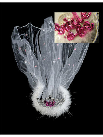Pipedream Products Flashing Bride to Be Tiara with Veil LED Light Crown - Fancy Dress Ups
