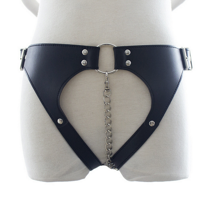 BDStyle Ladies BDSM Panties with Chain Premium Faux Leather Construction - Her Fetish