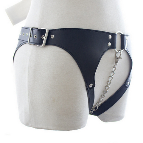 BDStyle Ladies BDSM Panties with Chain Premium Faux Leather Construction - Her Fetish