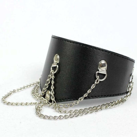 BDStyle Heavy Black Fetish Posture Collar Adjustable Chains Metal BDSM - Collars and Leads