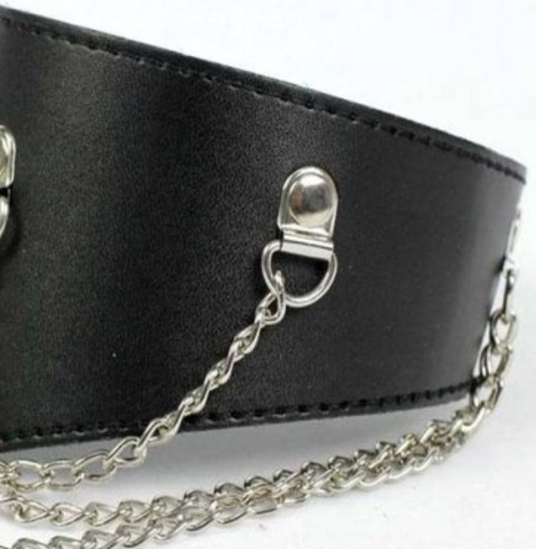 BDStyle Ladies Fetish Posture Collar with Chains Light Black Premium Control - Collars and Leads